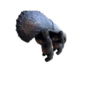 Bears / Wood / Black Bears Carrying a Boat Figure / Japanese / Vintage / EUC